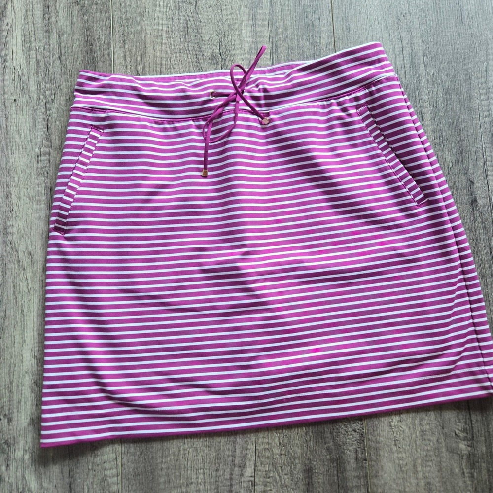 Chico's Zenergy Womens Purple White Striped Active Skort Size 1 Medium 8/10